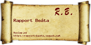 Rapport Beáta névjegykártya